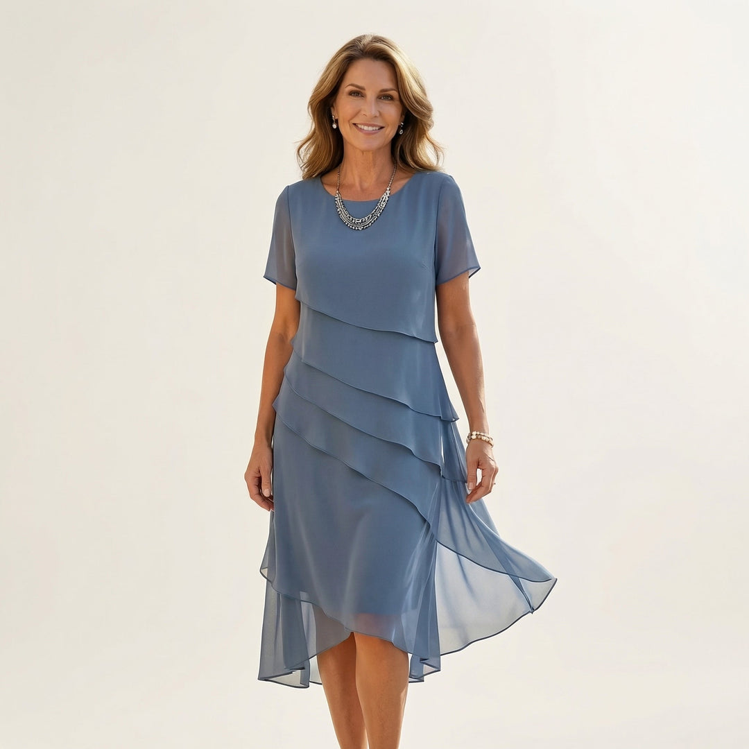 Angela | Tiered Chiffon Midi Dress