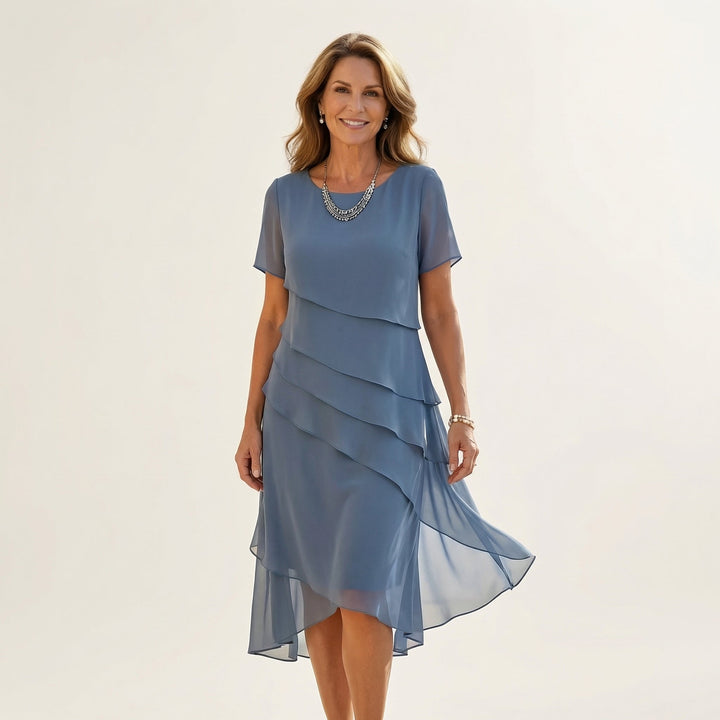 Angela | Tiered Chiffon Midi Dress