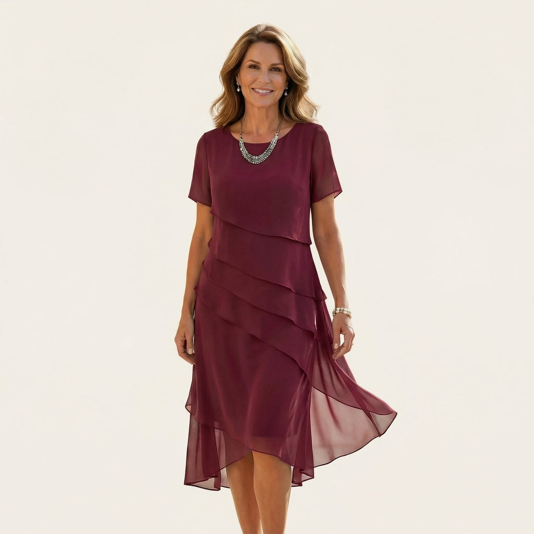 Angela | Tiered Chiffon Midi Dress