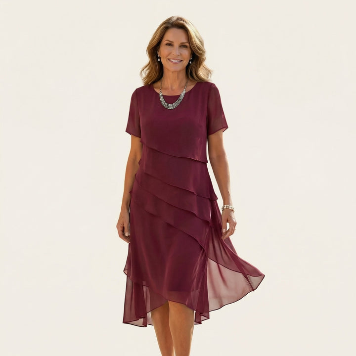 Angela | Tiered Chiffon Midi Dress