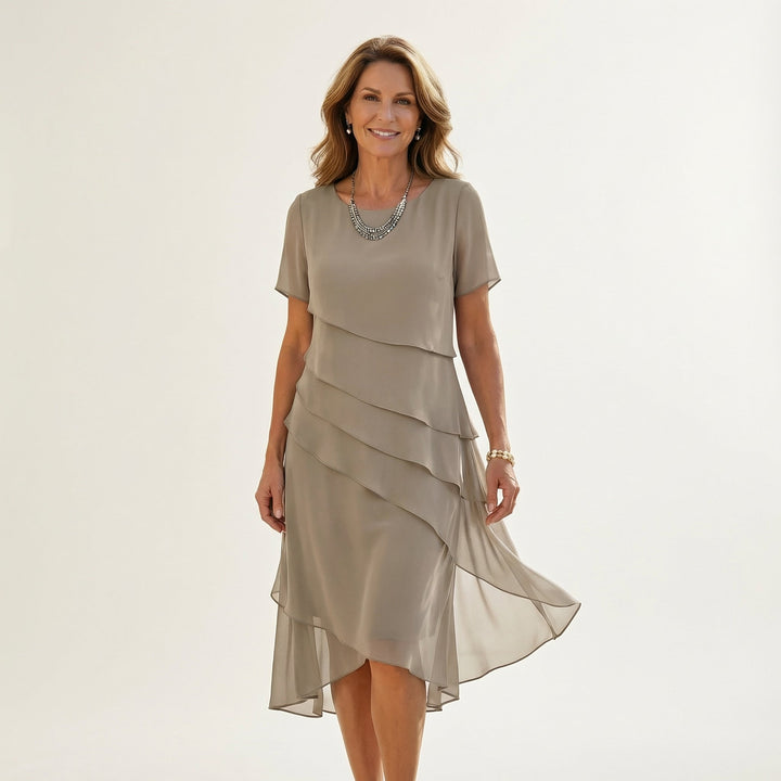 Angela | Tiered Chiffon Midi Dress