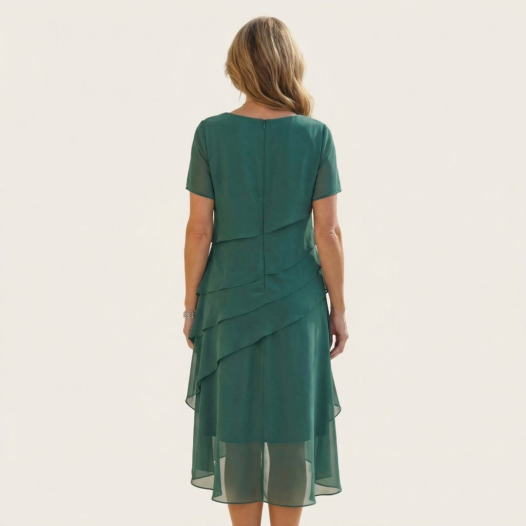 Angela | Tiered Chiffon Midi Dress