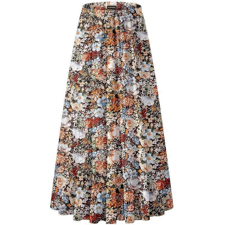 Merlin | Floral Print Skirt with Elastic Waist