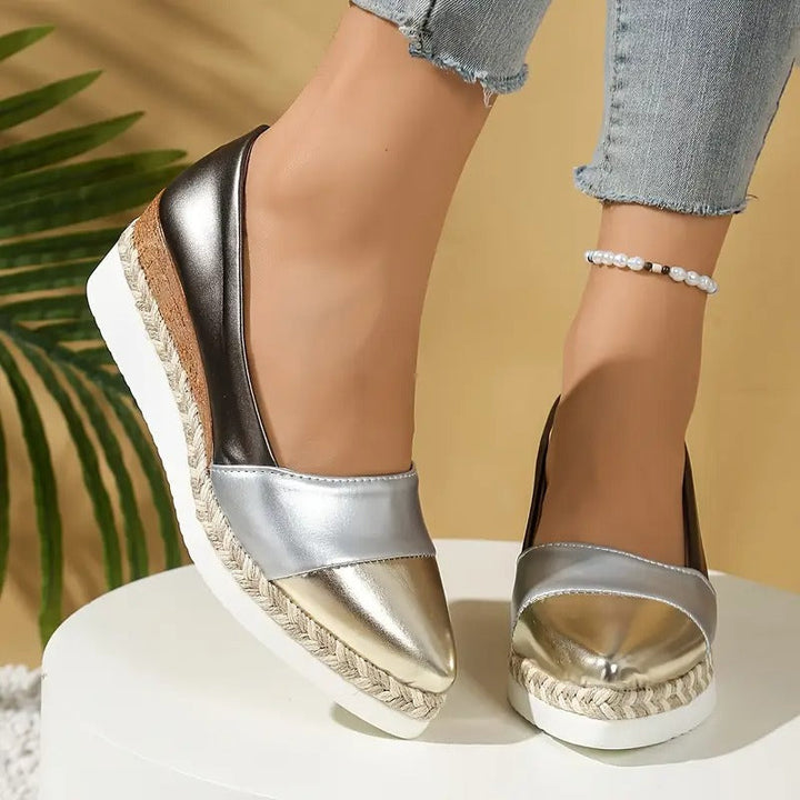 Olivia | Metallic Espadrille Flats