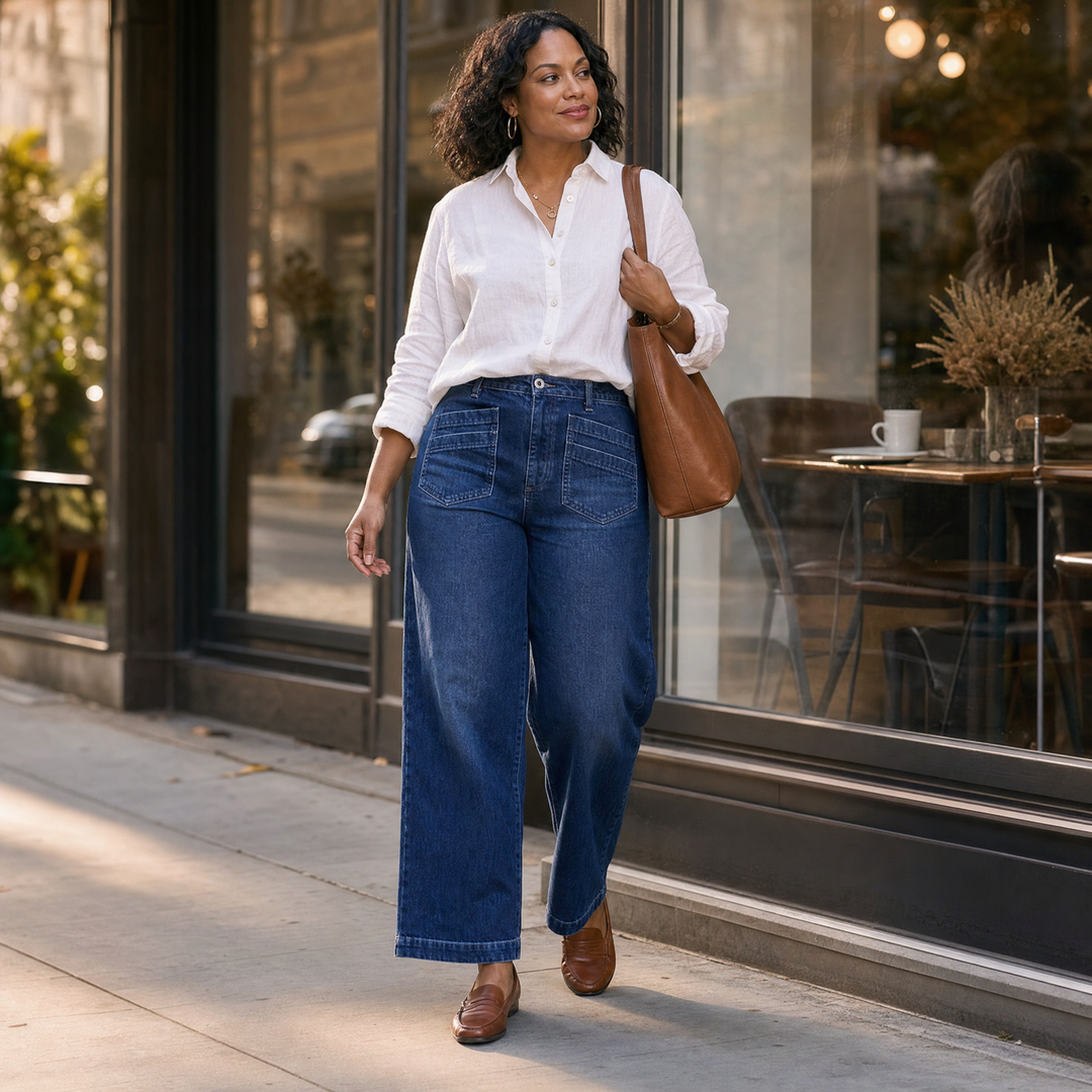 Vellora – Patch-Pocket Wide-Leg Jeans