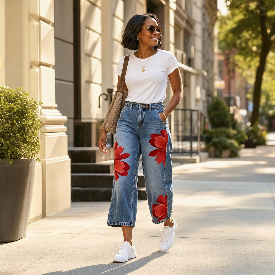 Florenza – Bold Floral Wide Leg Jeans
