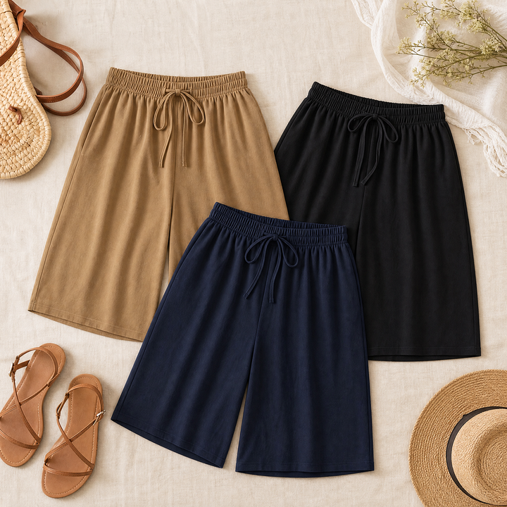 Lumera – Wide-Leg Drawstring Shorts with Smocked Waist