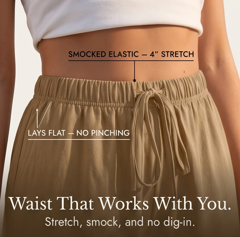 Lumera – Wide-Leg Drawstring Shorts with Smocked Waist