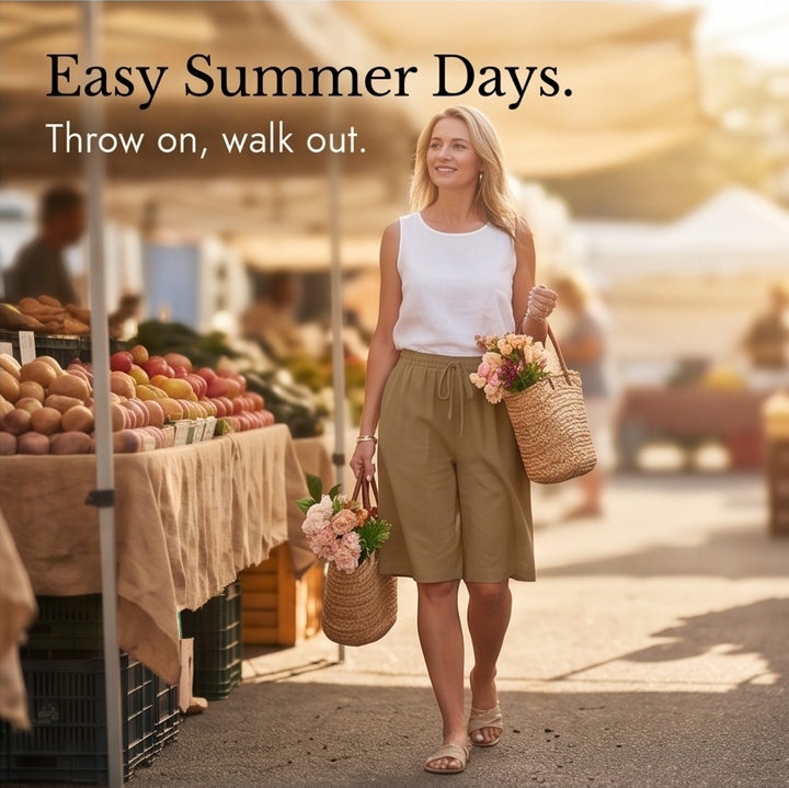 Lumera – Wide-Leg Drawstring Shorts with Smocked Waist