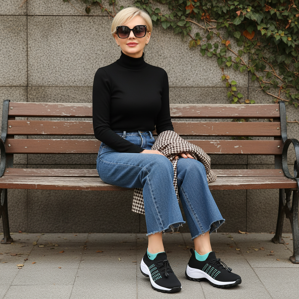 Linda – Orthopedic Knit Fabric Shoes in Green &amp; Black