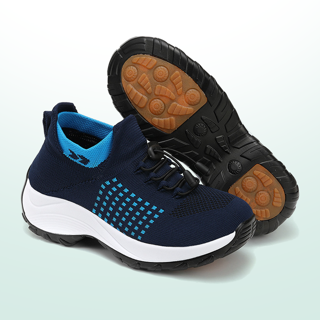 Paisley – Orthopedic Knit Fabric Shoes in Blue &amp; Navy Blue