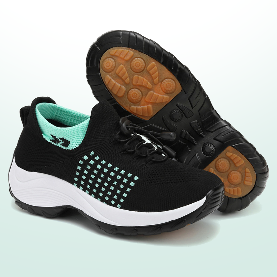 Linda – Orthopedic Knit Fabric Shoes in Green &amp; Black