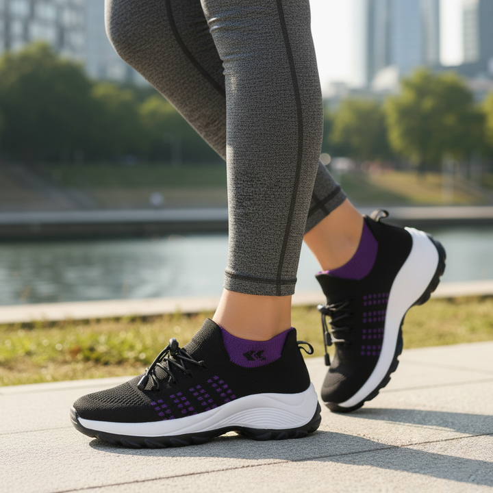 Ava – Orthopedic Knit Fabric Shoes in Purple &amp; Black