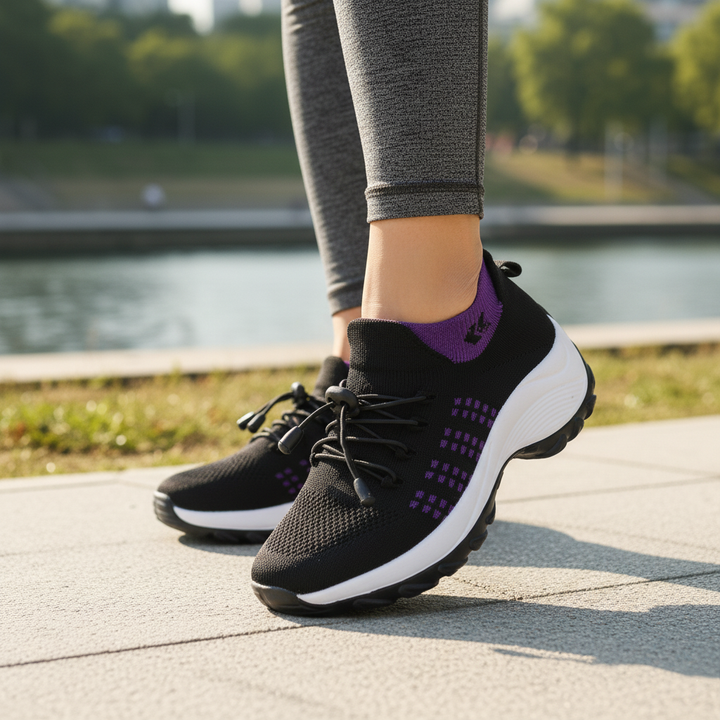 Ava – Orthopedic Knit Fabric Shoes in Purple &amp; Black