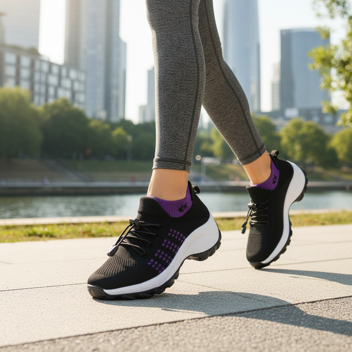 Ava – Orthopedic Knit Fabric Shoes in Purple &amp; Black