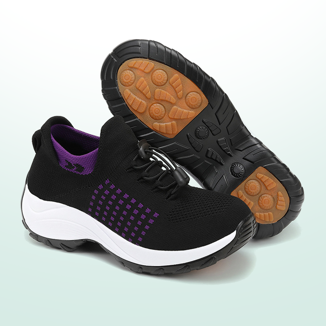 Ava – Orthopedic Knit Fabric Shoes in Purple &amp; Black