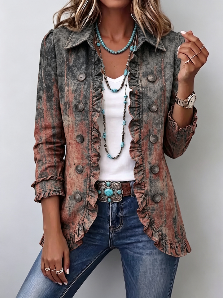 Flavie | Textured Ombre Vintage Jacket with Ruffles