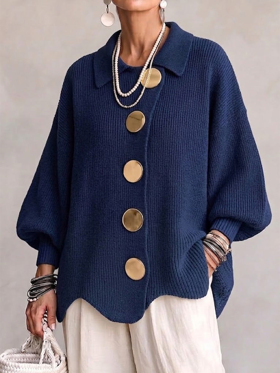 Karina - Oversized Collared Button Cardigan