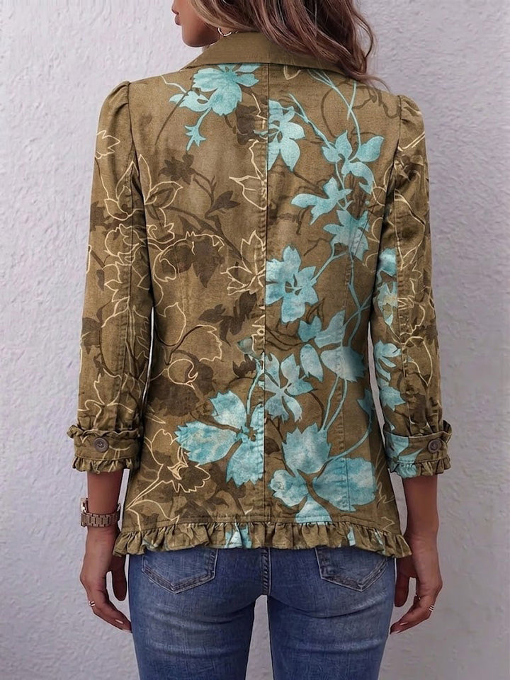 Blanche | Boho Floral Vintage Ombre Jacket with Ruffles