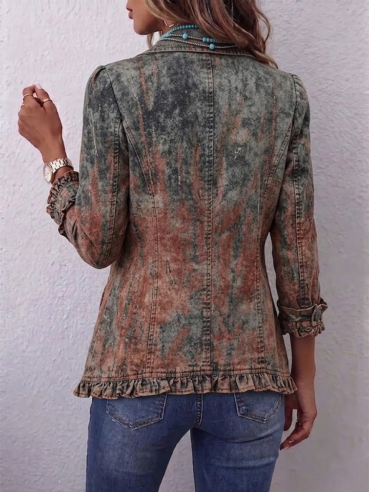 Flavie | Textured Ombre Vintage Jacket with Ruffles