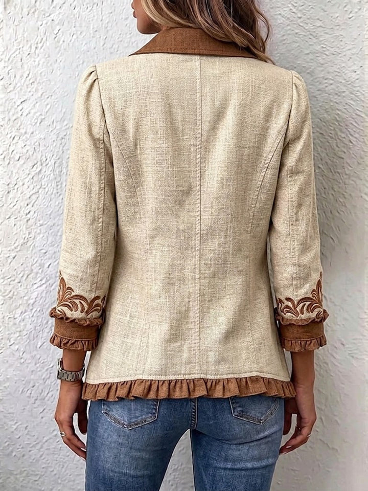 Octavie | Boho Floral Vintage Jacket in Camel and Brown