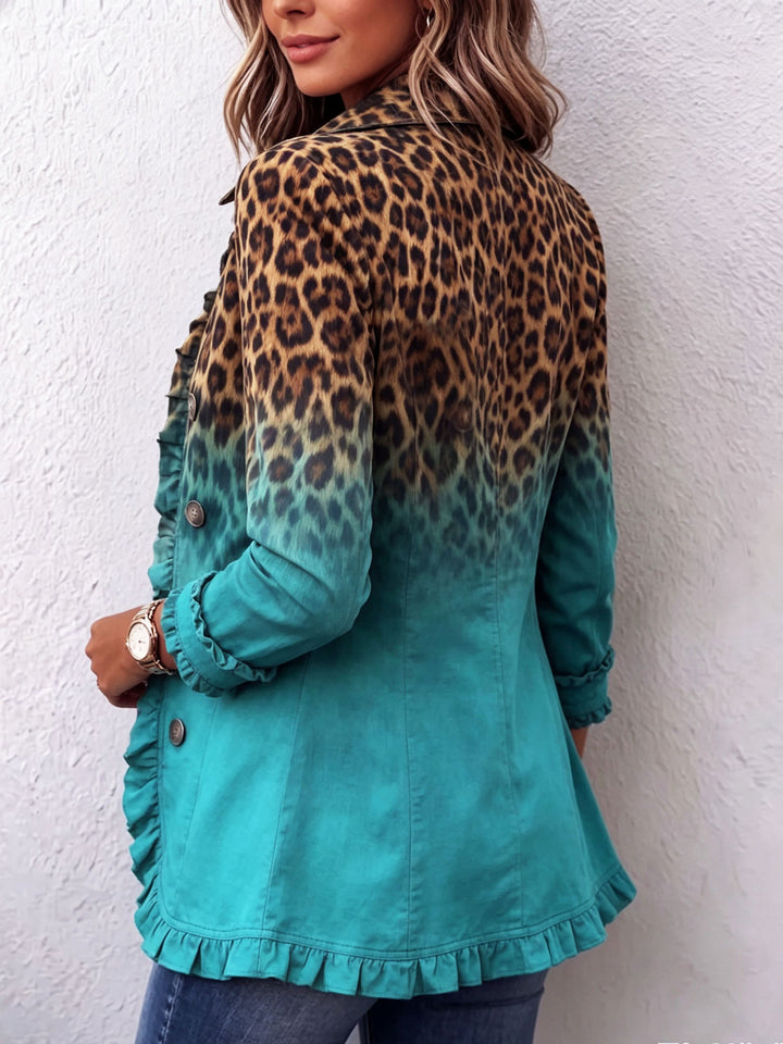 Cassandre | Ombre Leopard Ruffle-Trim Blazer