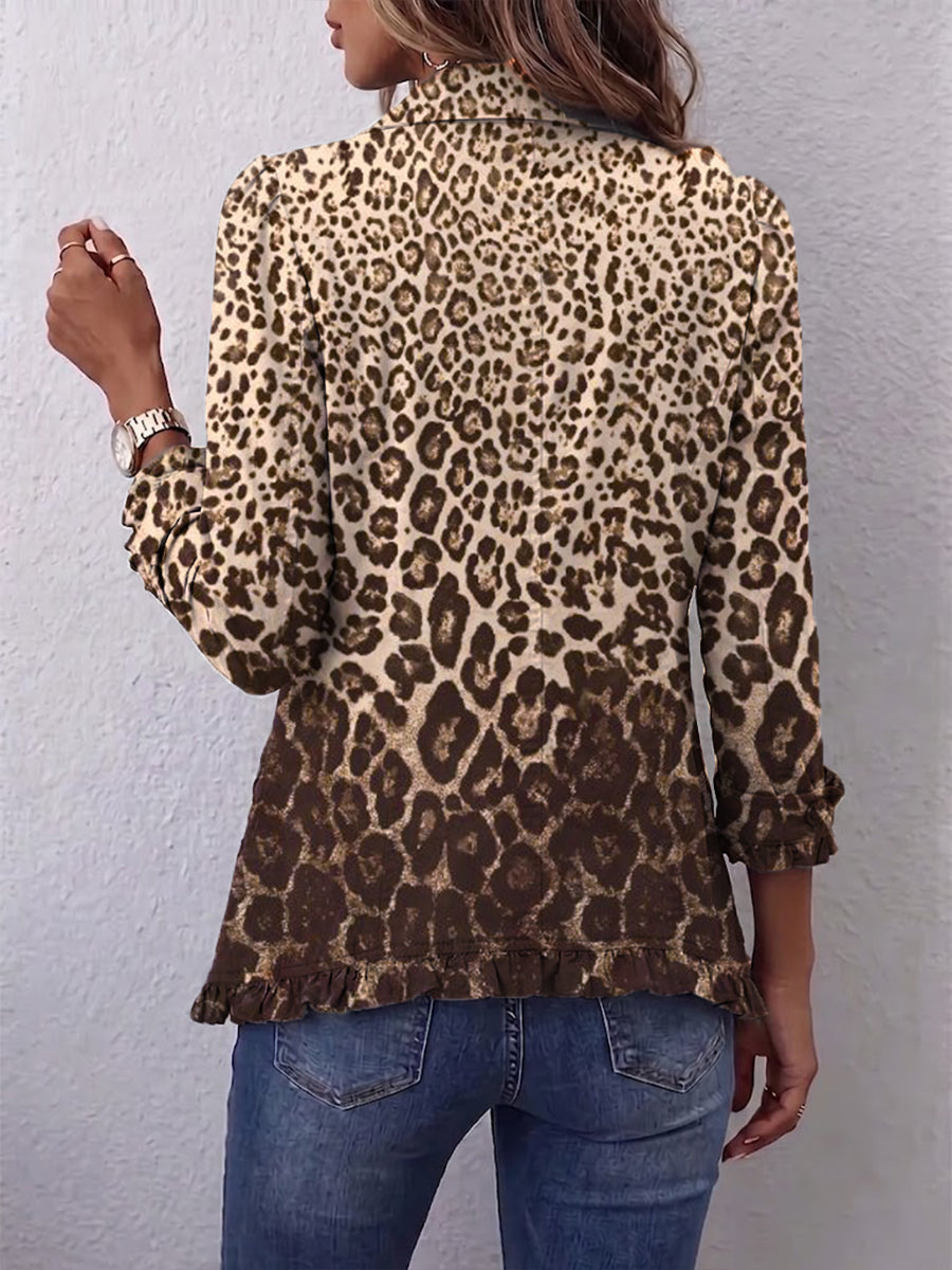 Ombeline | Multicolor Leopard Jacket with Ruffles