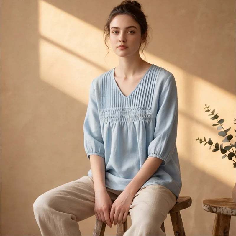 MIRA LINEN BLOUSE