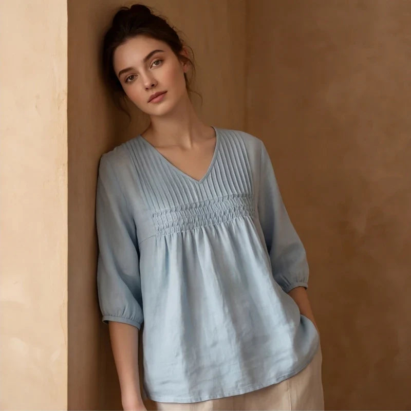 MIRA LINEN BLOUSE