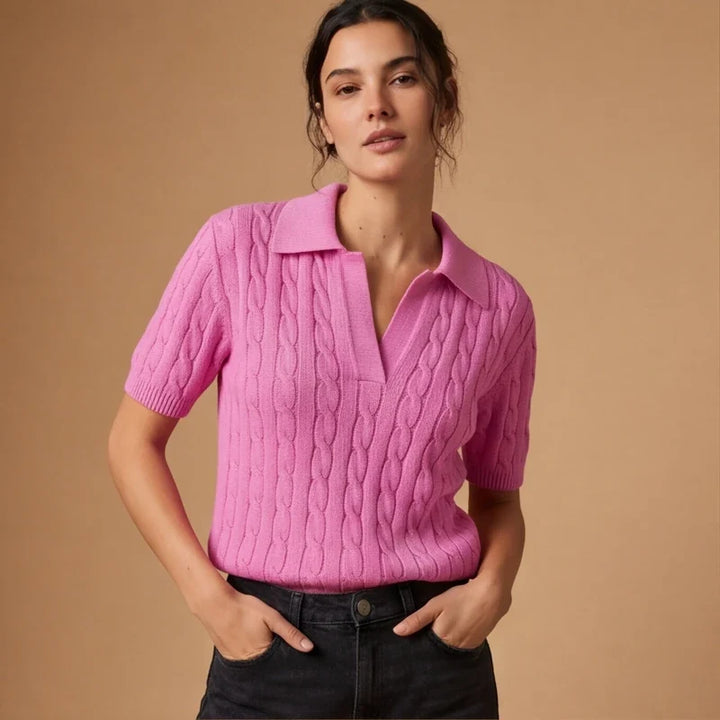 WHITNEY CABLE KNIT POLO