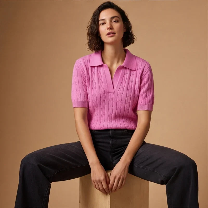 WHITNEY CABLE KNIT POLO