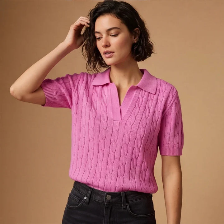WHITNEY CABLE KNIT POLO