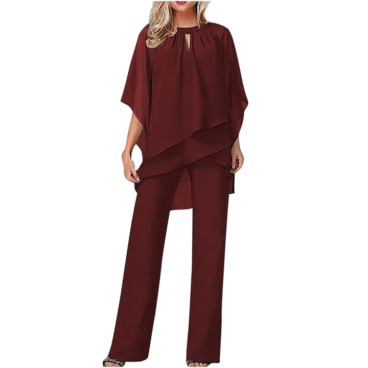 Jeaniny | Asymmetric Layered Blouse and Wide-Leg Trouser Set