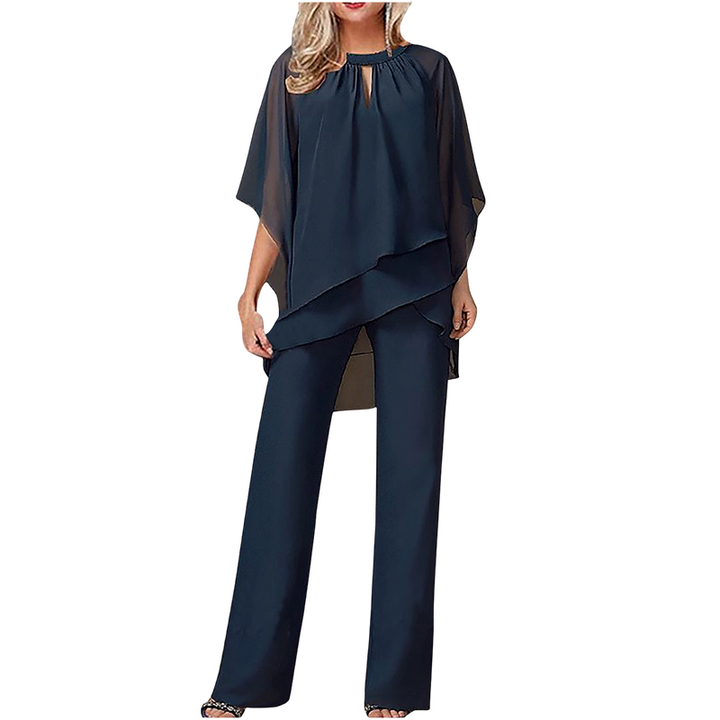 Jeaniny | Asymmetric Layered Blouse and Wide-Leg Trouser Set