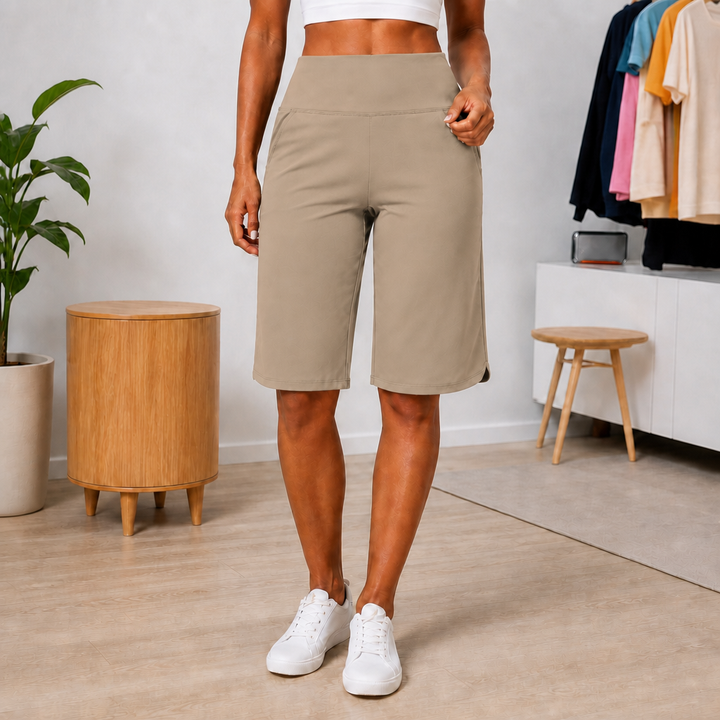 Brisella – Knee Length Wide Leg Cooling Shorts with Pockets for Women